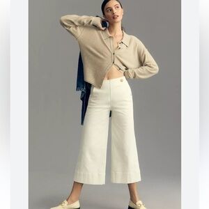 Anthropologie Maeve buttoned wide leg culottes